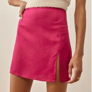 Reformation Robbie Silk Skirt Rhubarb - Size 0